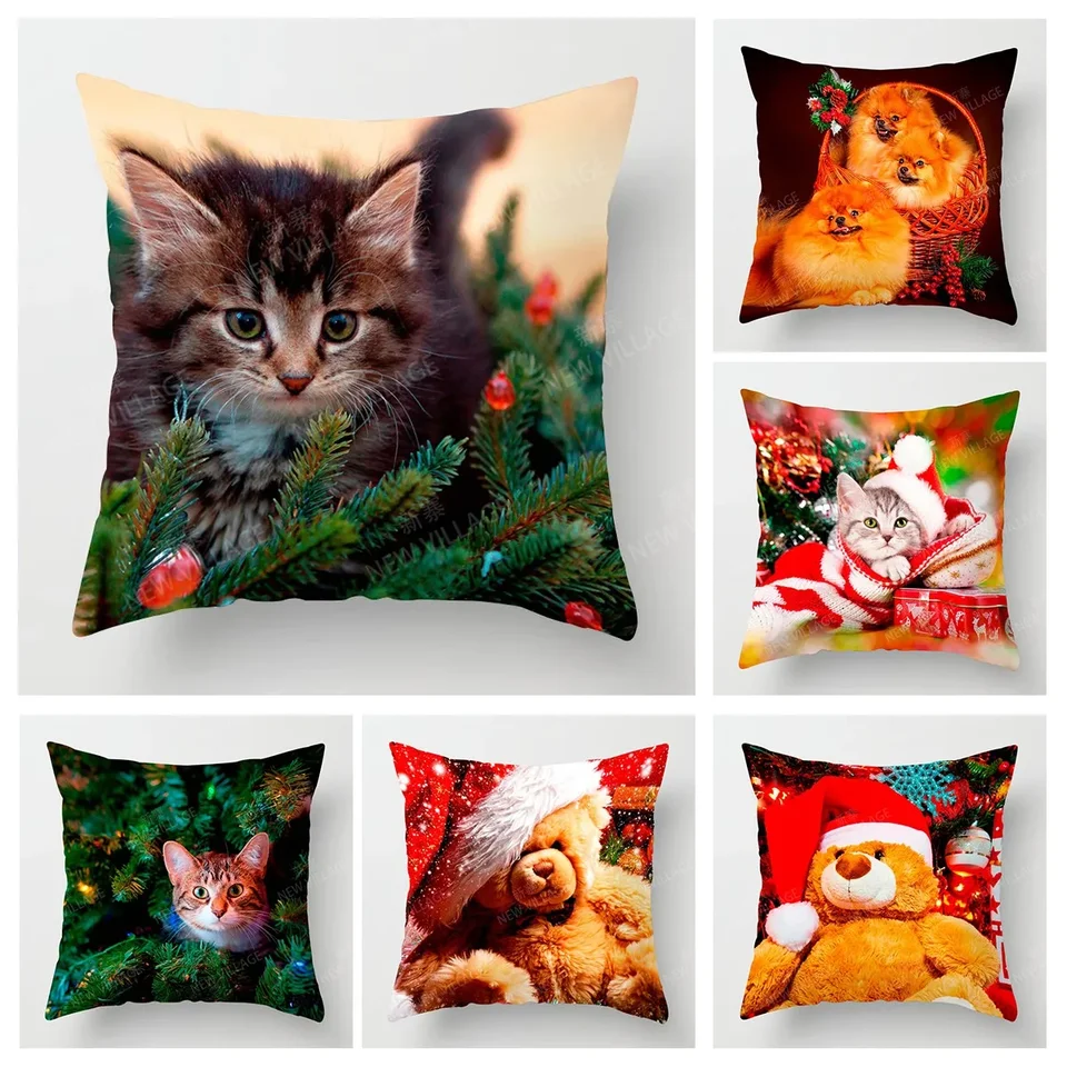 Domáca obývacia izba dekorácia vankúšov kryty vianočných škvŕn s krátkym plyšovým psom vankúšom vankúš45*45 vankúš 40x40cm 50x50 45x45
