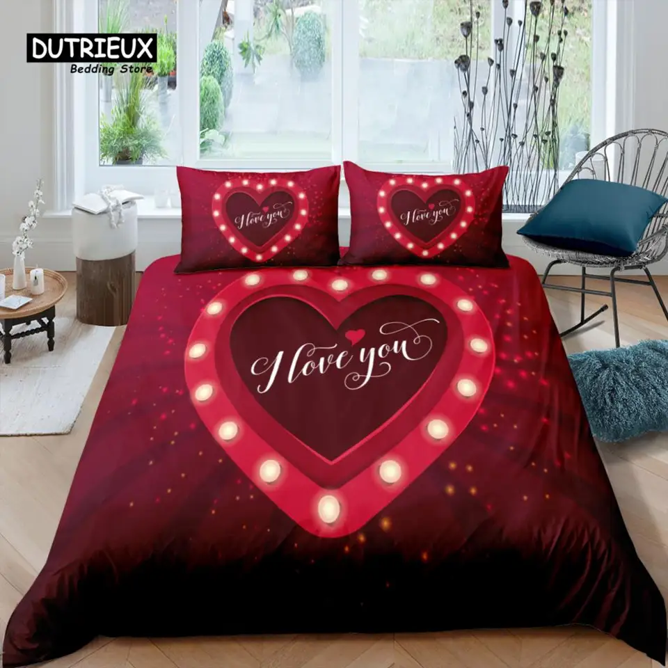 Domáce bývanie luxusné 3D valentínske podstielky sada obliečkových obliečkov