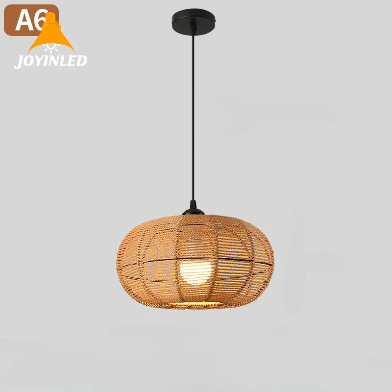 Domáce dekorácie stropné ratan zavesené lustre Prírodné jednoduché ručné prepojené prívesok Svetlo tieň kreatívny statok visiaci lampa