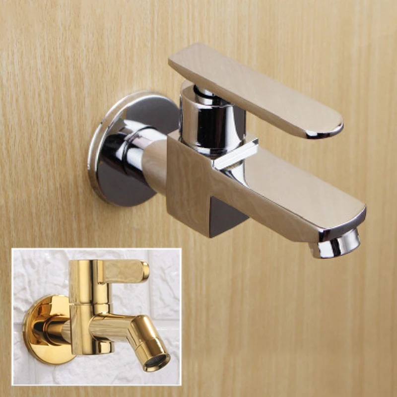 Domáce kúpeľne Single Cold Taps Mosadz Wall Mount Bibcock Dekoratívne vonkajšie záhradné faucet čierny rýchly otvorený WC Tap