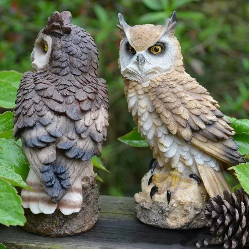 Domáce umelecké remeslo Roztomilé dekorácie Owl Tvar živicovej stolného počítača Lively Indoor Garden Figurine Ornament Outdoor Anti-vták Zbierka