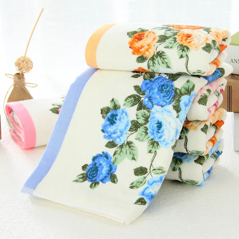 Domáci hotel mäkký 100% bavlnená tvár kvetinová uterák pivonka kvetinová Terry rýchle suché kúpeľňové uteráky FaceCloth 34*74 cm 1pc