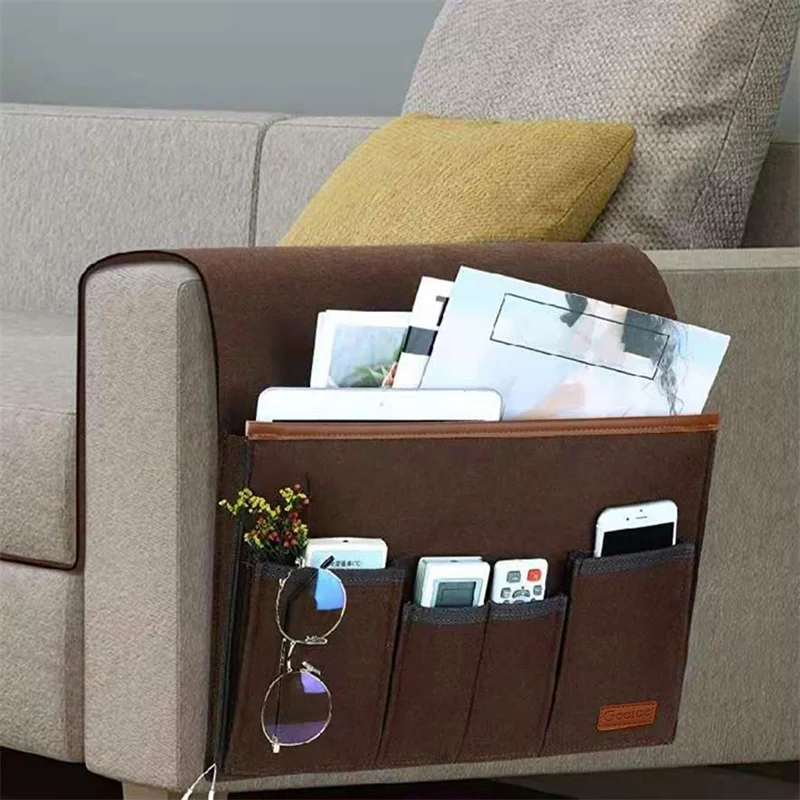 Domácne kreslo Caddy Felt Couch Remage Organizátor lakťovej opierky pre časopis Tablet Mobilný telefón Diaľkové ovládanie závesných tašiek