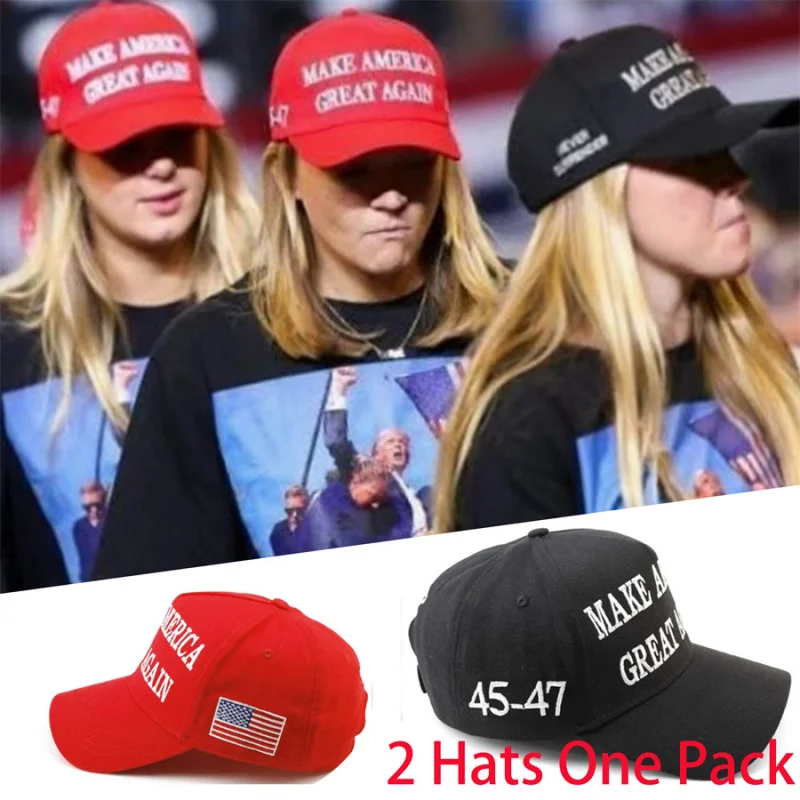 Donald Trump 45-47 Make American Great Again Hat Trump 2024 Hat USA Vyšívané nastaviteľné baseballové čiapky Musk Hats 2 PCS