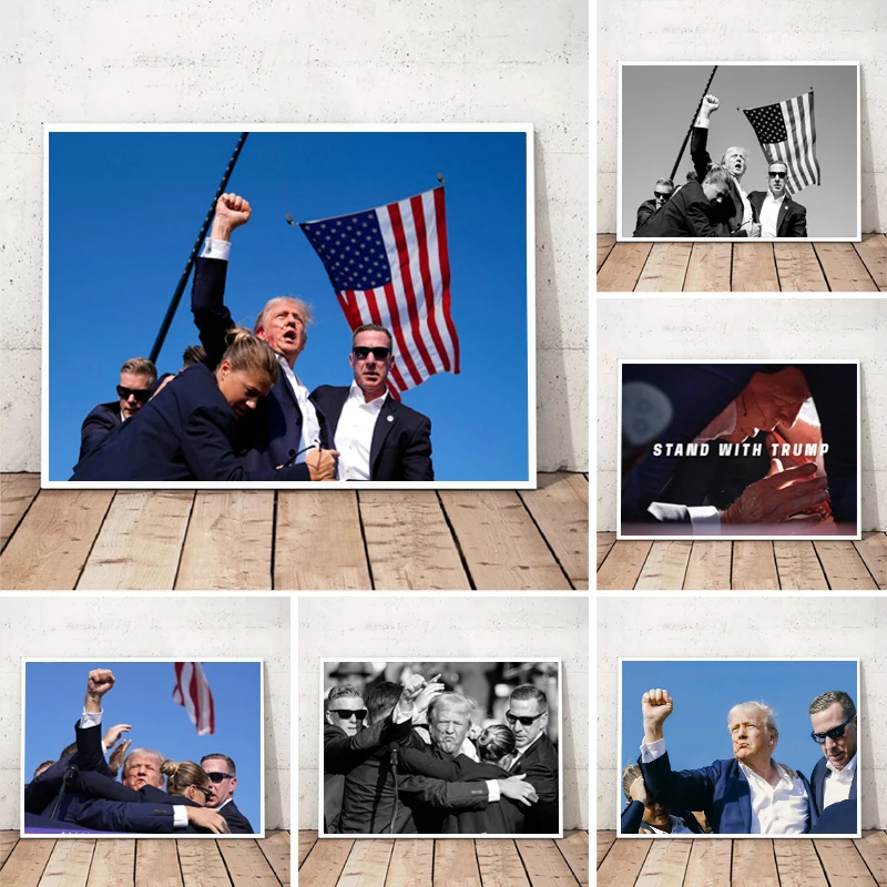 Donald Trump bojovať proti historickému momentu Photography plagát maľba nástenné umelecké obrázky pre obývaciu izbu domáci interiér dekor