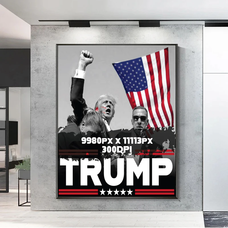Donald Trump Shot Picture Trump Poster Wall Art 2024 Darček Ozdoby