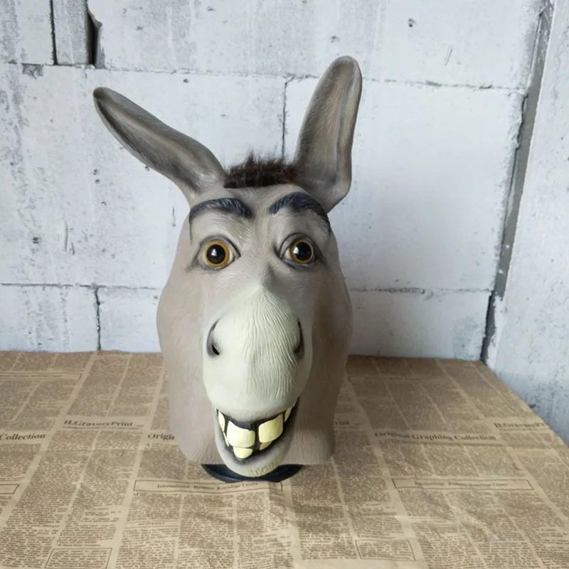 Donkey Mask Loquacious Donkey Dance Mask Halloween Horor Play Funny Horsehead Drama Performance Animal Hood