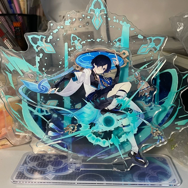Dopad hry Originálne 20 cm Big Acryl Figure Model Model Scaramouche Wanderer Postava exkluzívna scéna Element Cool Keychain