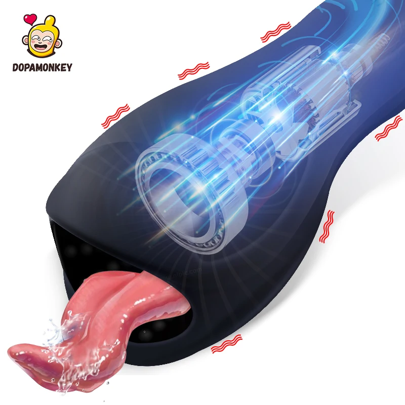 Dopamonkey Silikón Muž Masturbdator Vibrátor Automatický perorálny vyvrcholenie hlboký krk sexuálne výrobky Penis oneskorenie trénera sexuálne hračky obchod