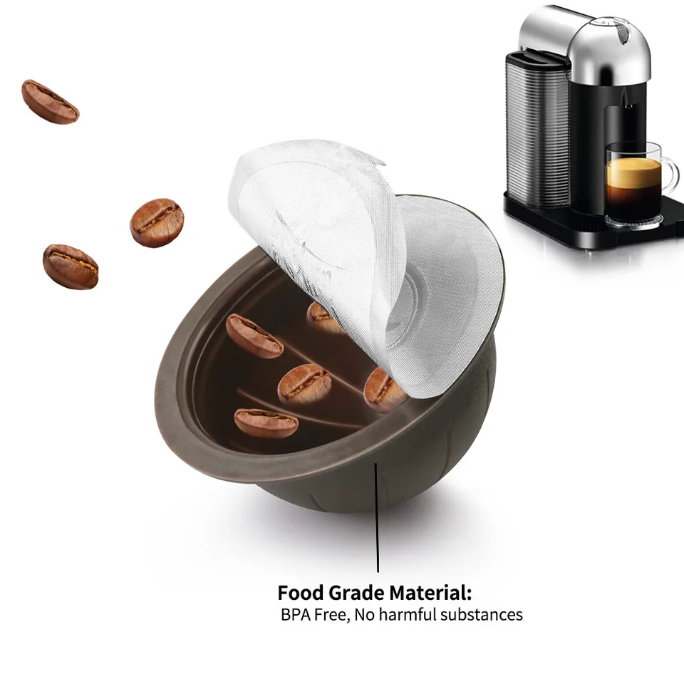 Doplniteľné kapsuly Vertuoline Kávy, opakovane použiteľné Vertuo kapsuly kompatibilné pre kávové stroje Nespresso Vertuo