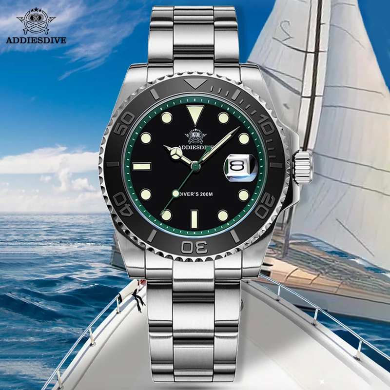 Doplnkové šaty 41 mm muž Quartz Watch Ad2040 Nerezová oceľ keramický ráme