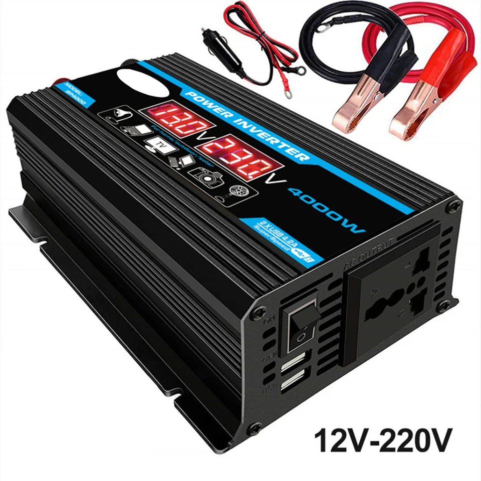 Doplnky automobilov Dual USB W WACN RAZ MONERTER DC V DUAL USB LED displej 4000W AC V RÝCHLE PRIPRAVENIE