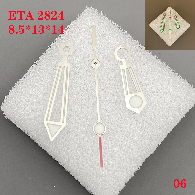 Doplnky hodiniek hodinky ruky 3 ihly pre ETA 2824 Veľkosť pohybu 8,5 mm*13,0 mm*14,0 mm Pánske zelené svetelné č.