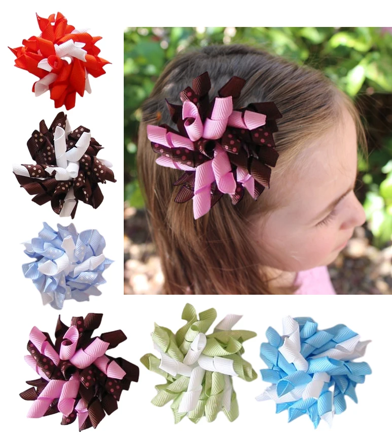 Doprava zdarma 12ks 37-76 2,5 '' Korker Vlasy Clips (Sew One) Zmiešajte farbu Korker Hair Bow New Girl Hair Clips