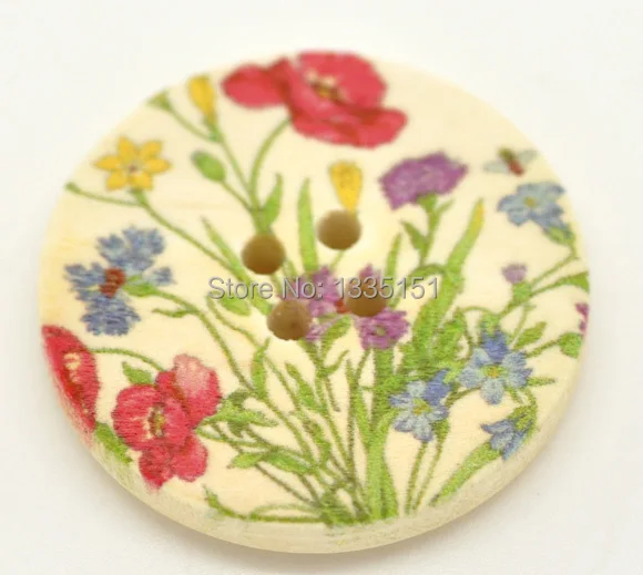 Doprava zdarma -30 Kvetiny 4 jamky Drevené tlačidlá scrapbooking 30 mm (E15343)