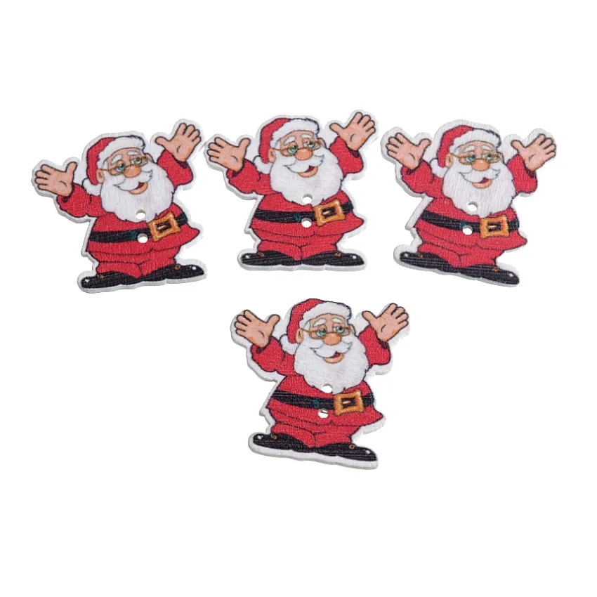 Doprava zdarma maloobchod 10ks zmiešané 2 jamky Santa Claus vianočné drevo DIY Šitové tlačidlá scrapbooking 36x35mm