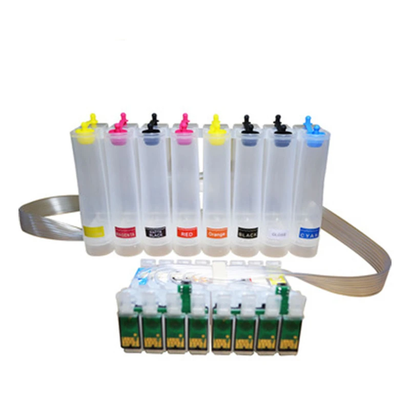 Doprava zdarma Prázdne CISS s automatickým resetovým čipom pre R1800 Continuous Atrated Supply System pre Epson Stylus Photo R800 (T0540-T0549)