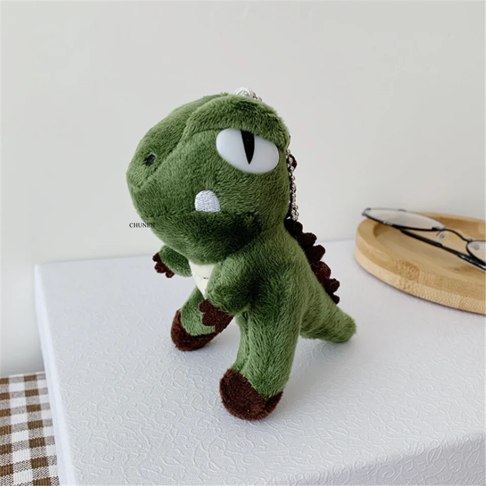 Doprava zdarma roztomilý zelený dinosaurus plnený plyšový hračkou pre zvieratá, 12ks/veľa, 8 cm kľúča s plyšovým hračkám