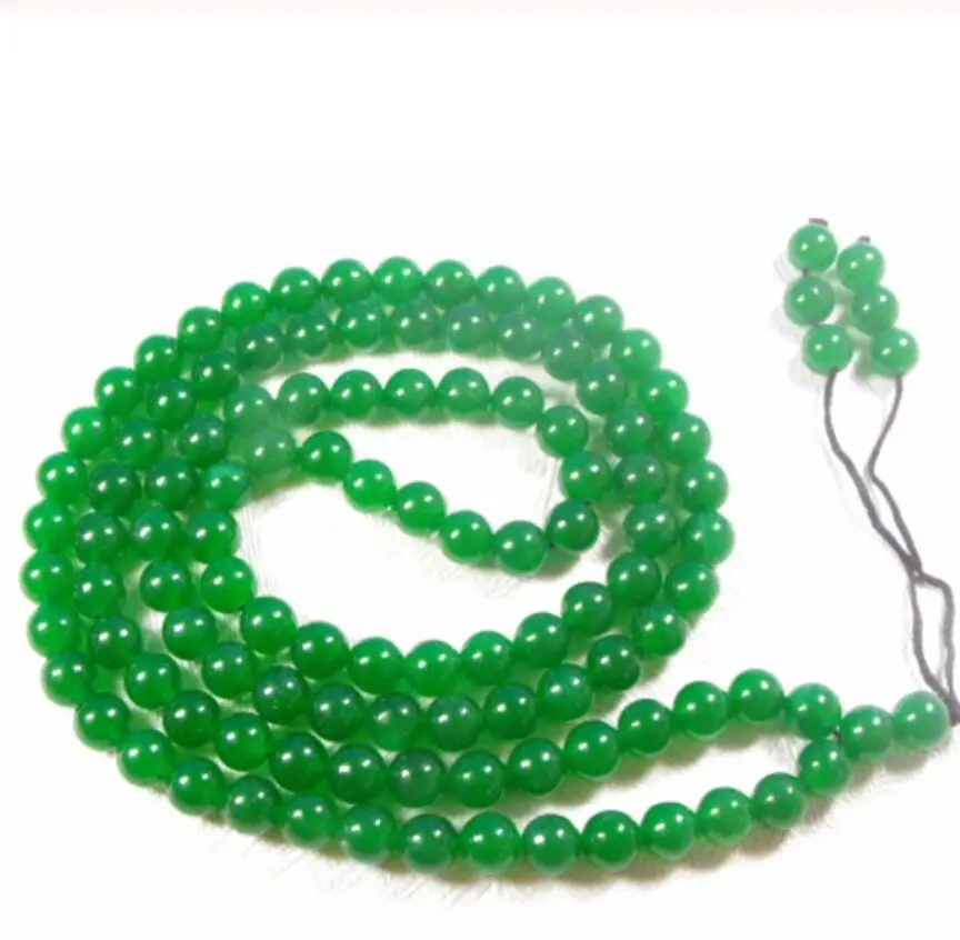 Doprava zdarma Tibet Budhista 108 Green Jade Lade Plalitba Mala náhrdelník 6 mm