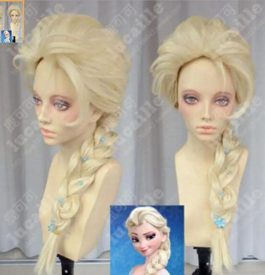Doprava šperky na parochňu Filmy Frozen Snow Queen Elsa Blonde vlasy tkanie vrstvového cosplay parochne Doprava zdarma