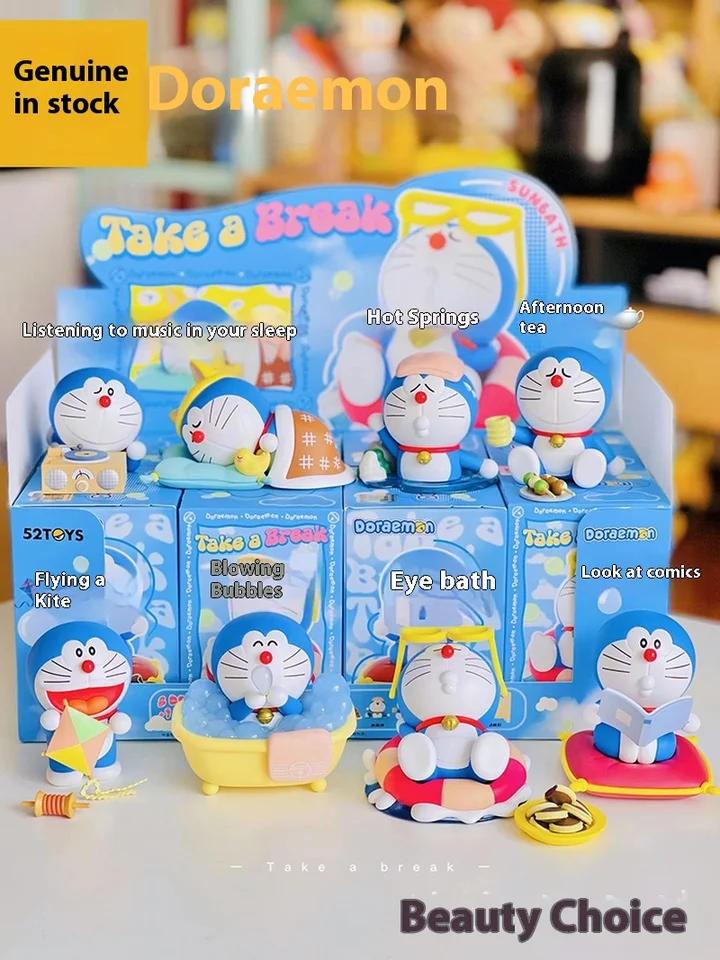 Doraemon Blind Box Figurín voľný čas Dingdang Cat Uskutočnite si figurínové ozdoby periférne trendy hračky Darčeky