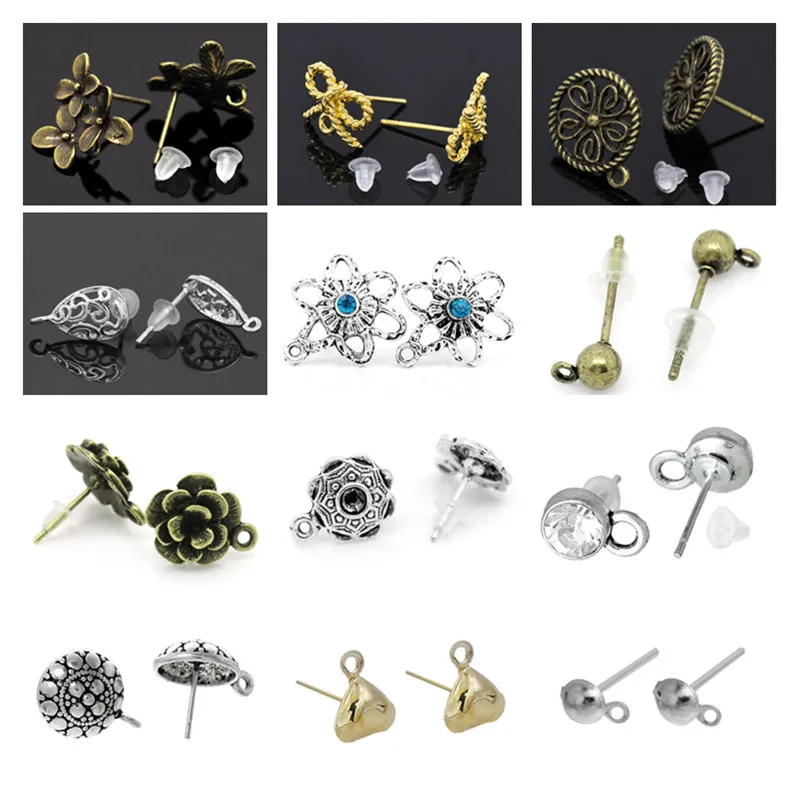 Doreenbeads Fashion Ear Post Stud náušnice Nálezy slzné kvetinové dutiny vyrezávané DIY Výsledky šperkov, 10ks-400ks