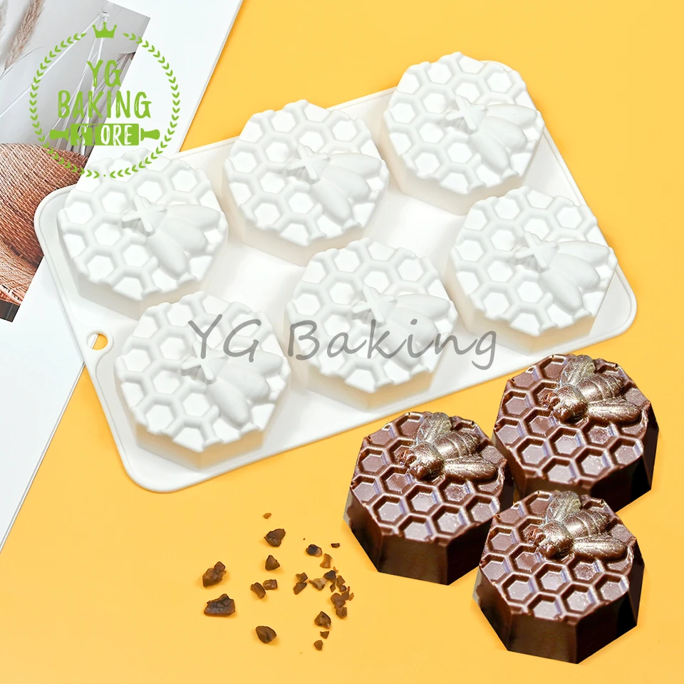 Dorica 6 jamka úľa silikón Mousse Fold 3D želé čokoládová forma DIY mydlo Sviečka Model koláči