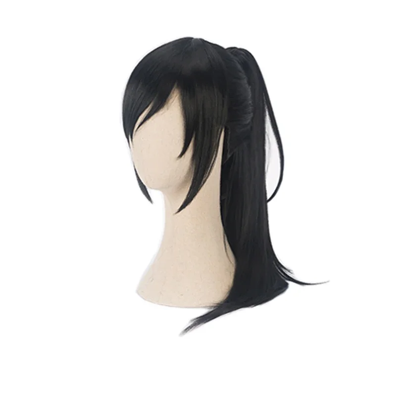 Dororo Hyakkimaru Cosplay parochňa Black Syntetický odnímateľný klip cap