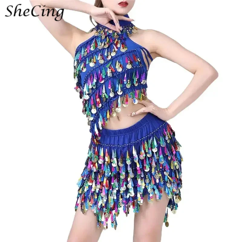 Dospelé flitry Tassel Fringe Latin Dance Dreys Daing Women Mince Dancing Set Top a sukne Dancewear Jazz Salsa Tango Practice Costume