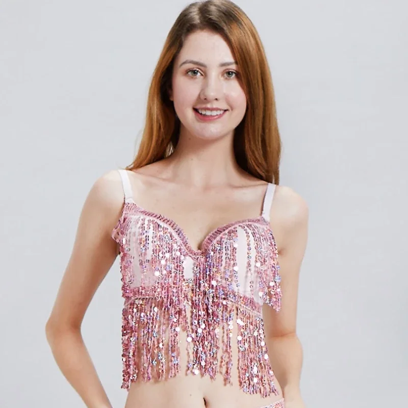 Dospelé ženy Belly Dance Bright Costume Piece Tassel Top Pole Dance predstavenie podprsenka DS Nightclub Princezná JA0060