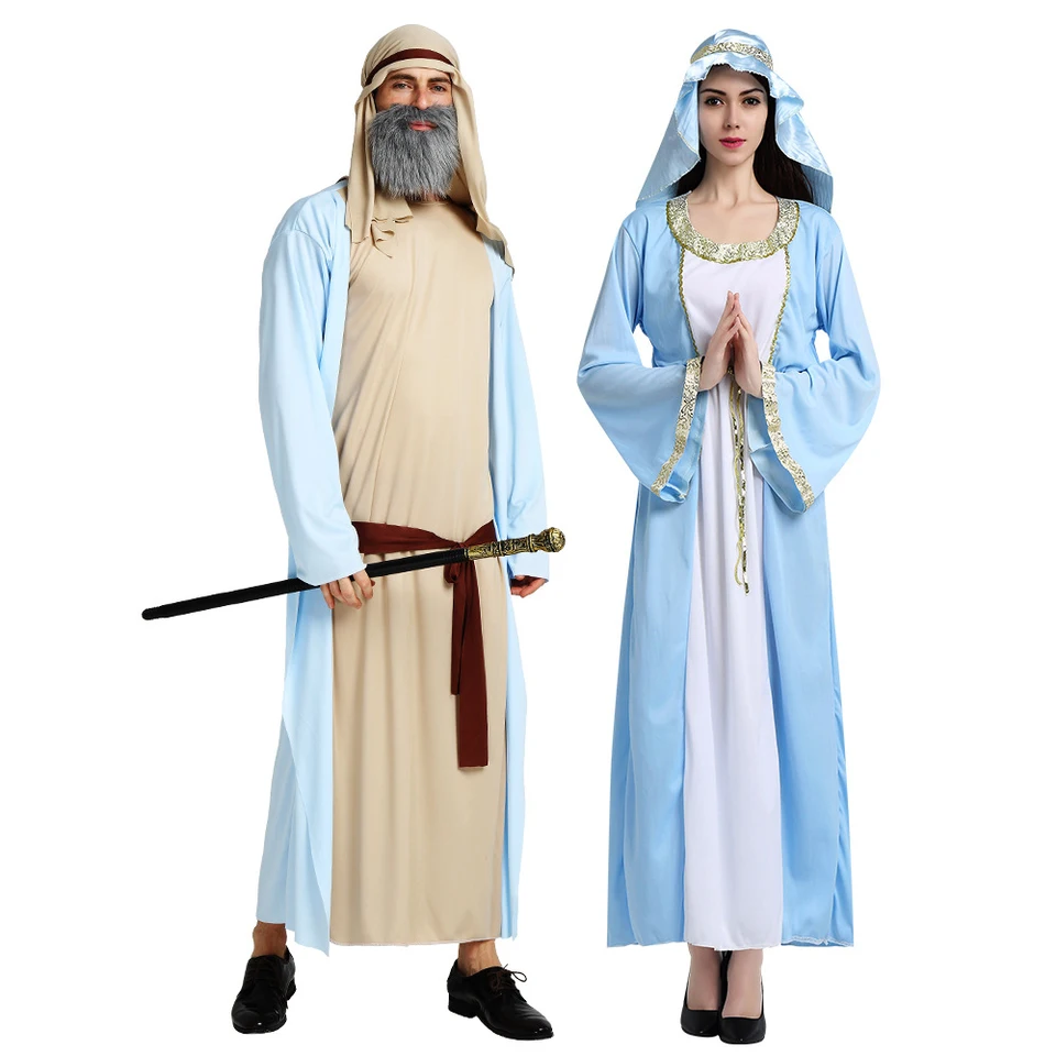 Dospelé ženy Muži modré halloweenské oblečenie arabský arabský kostým cosplay cosplay rímsky princ oblečenie šaty čelenka Men Arabia Sheikh