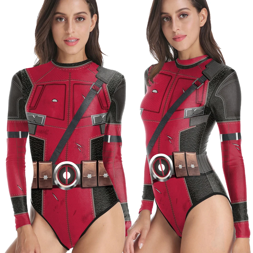 Dospelé ženy superhrdina Deadpool Wolverine Cosplay kostýmy Vytlačené jedným kusom plavky Cosplay Bodysuit Zentai Party Rompers