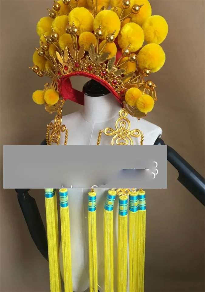 Dospelí dráma Peking Opera Hat Helme Bride Headress činy čínska opera cosplay pokrývky hlavy poklesy hlavy