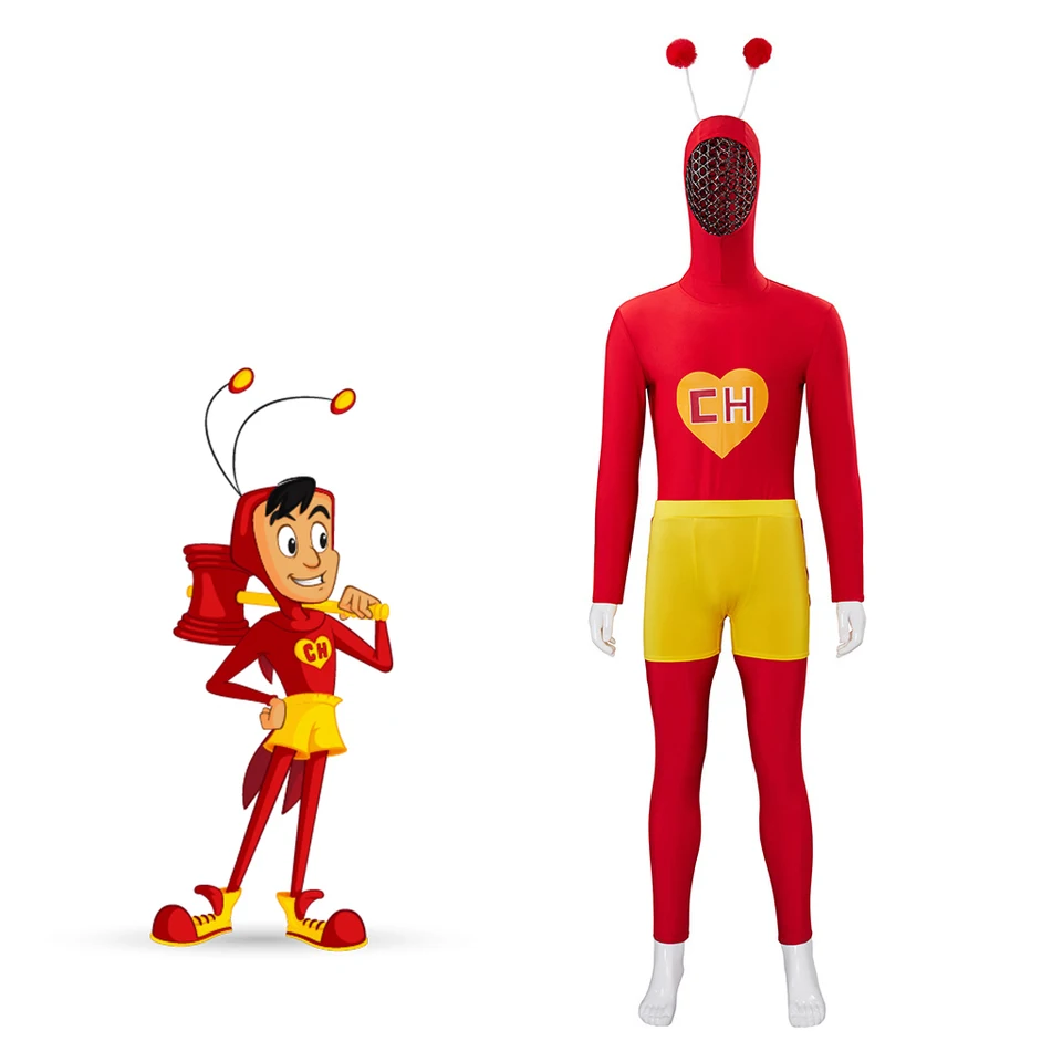 Dospelí muži El Chapulin Colorado Cosplay kostým Outfits Chapulin Colorado Red kombinéza s klobúkom set Halloween kostýmy