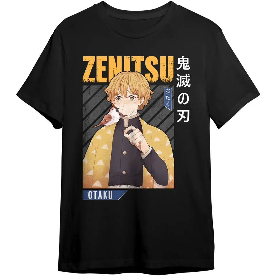 Dospelí muži ženy Japonský démon Slayer Zenitsu Anime tričko