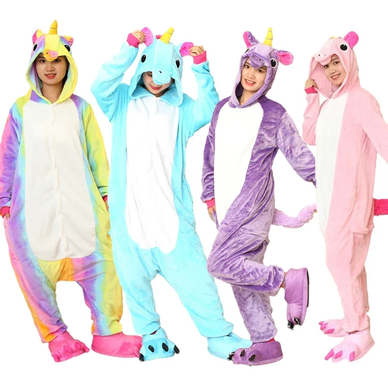 Dospelí zvieracie pyžamy Ženy Muži spánok unisex všetko v jednom pyžamách zvieratky obleky cosplay jednorožec odev