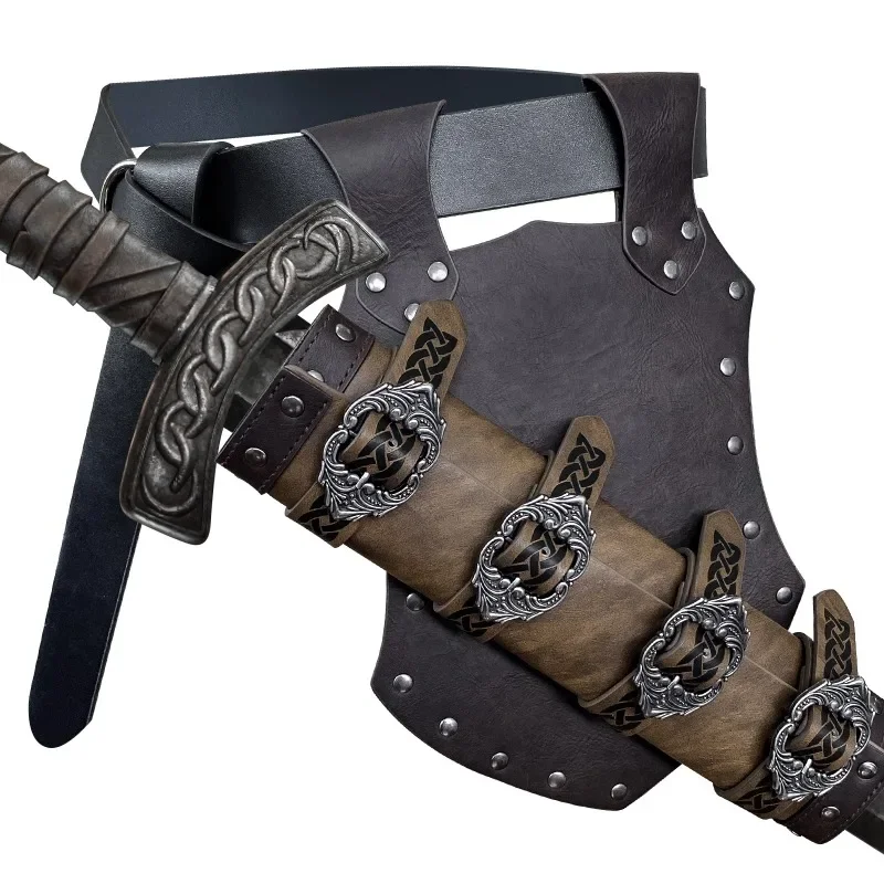 Dospelý chrbát ramena chrbta plášťa kožený držiak rapieru Stredoveké vikingské kožené chrbtové držiak meč žab