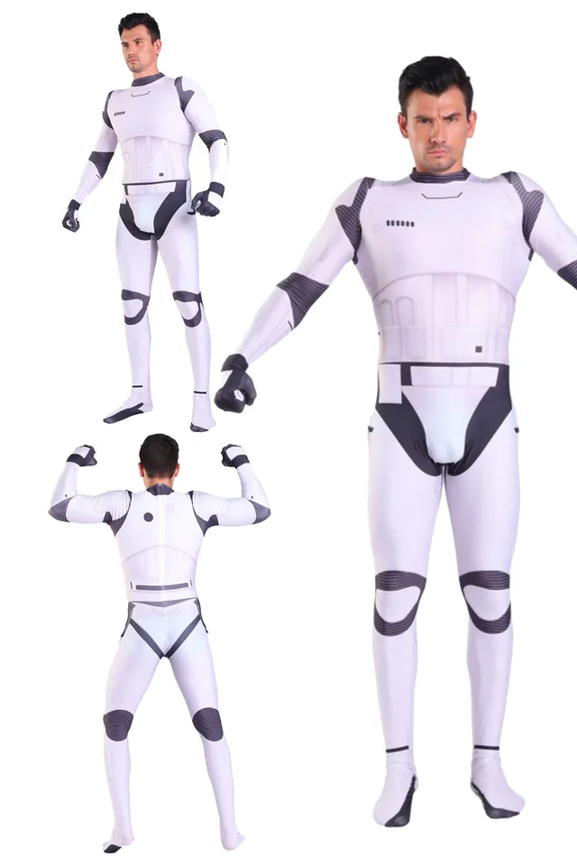 Dospelý cisársky cosplay biely vojak kostýmy kombinézy Movie vesmírna bitka Roleplay Bodysuit Outfits Halloween Carnival Party Suit