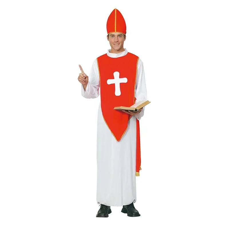 Dospelý muž Veľkonočné purimy Halloween kostým pre mužov Otec kňaz biskup kostýmy kresťanský pastor duchovný cosplay oi8151