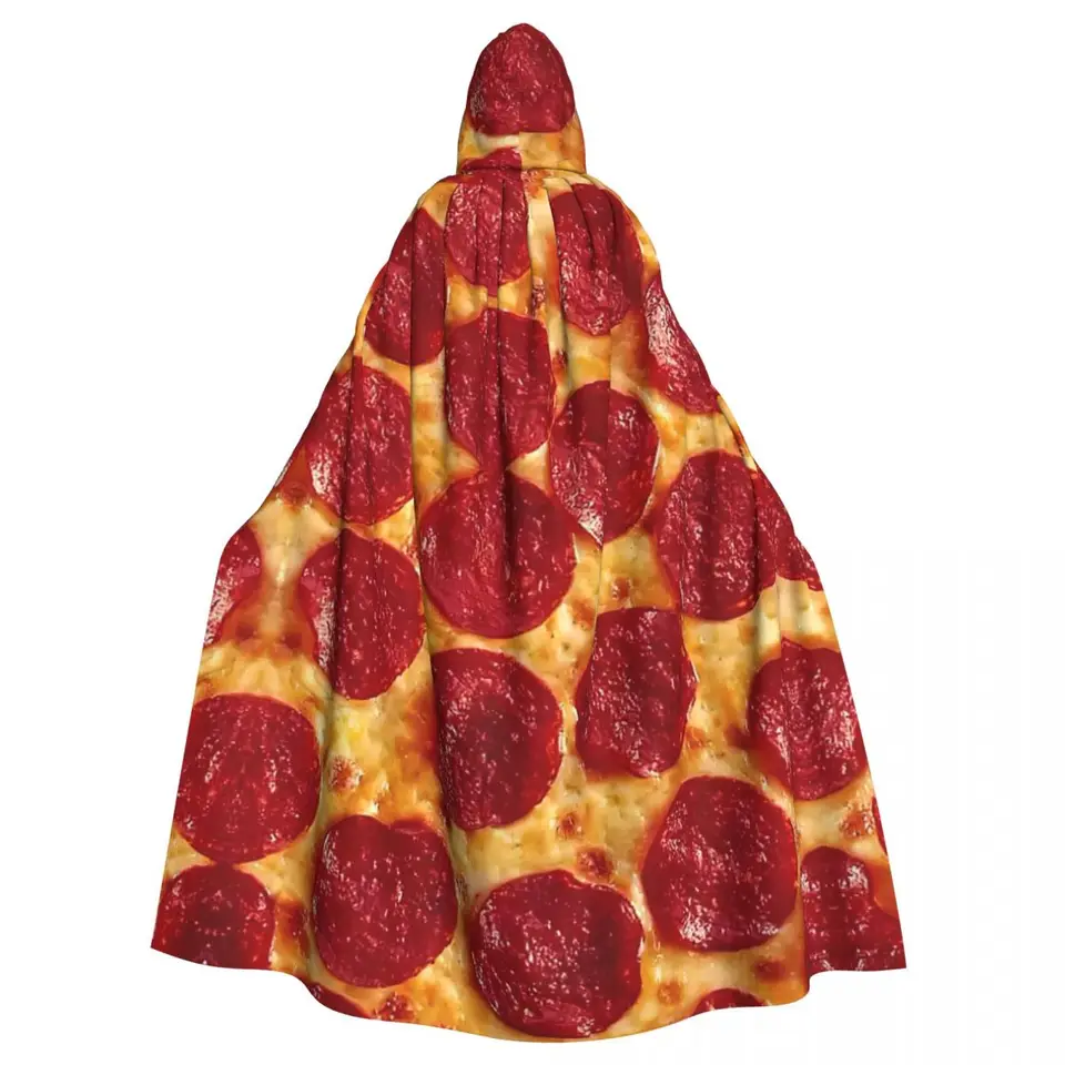 Dospelý plášť Cloak Cape s kapucňou Pepperoni Pizza Stredovek