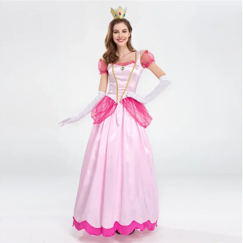 Dospelý Super Luigi Brother kostým Pink Sweet Sweet Princess Peach Cosplay kostým na Halloween Carnival Party Fantas Fancy Dress