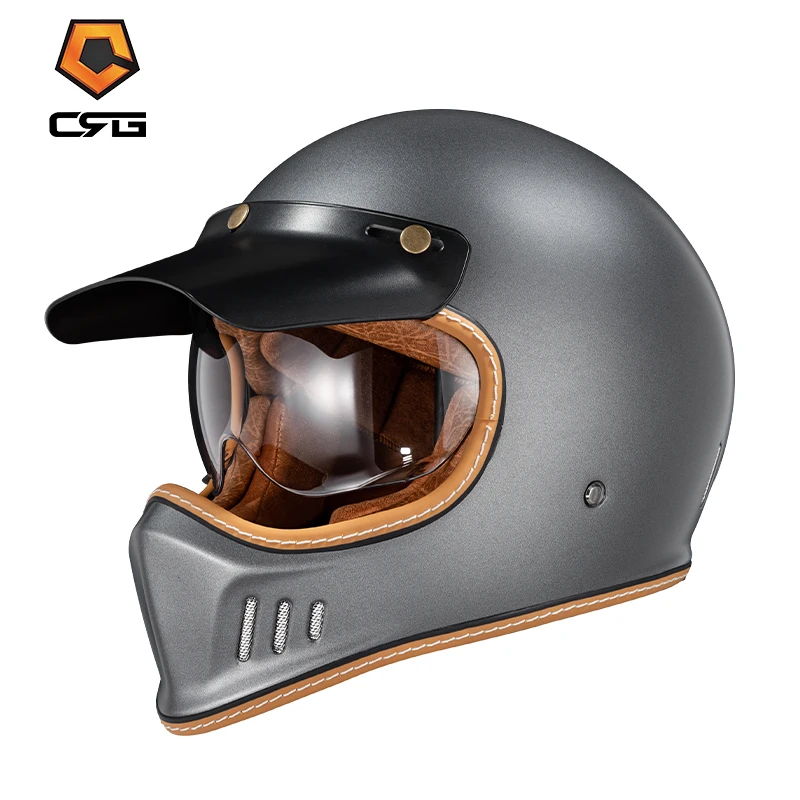 DOT FRP MOTORYCLE Helma Retro Scooter Motobike Full Face Helma s priezormi s vetrom odolnými okuliarmi