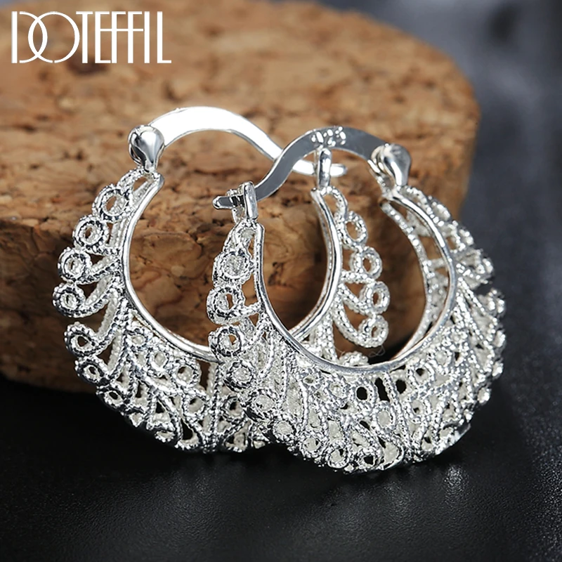 Doteffil 925 Sterling Silver Dutlow Flower U Circle náušnice pre ženy Lady Najlepší darček módne kúzlo strieborné svadobné šperky