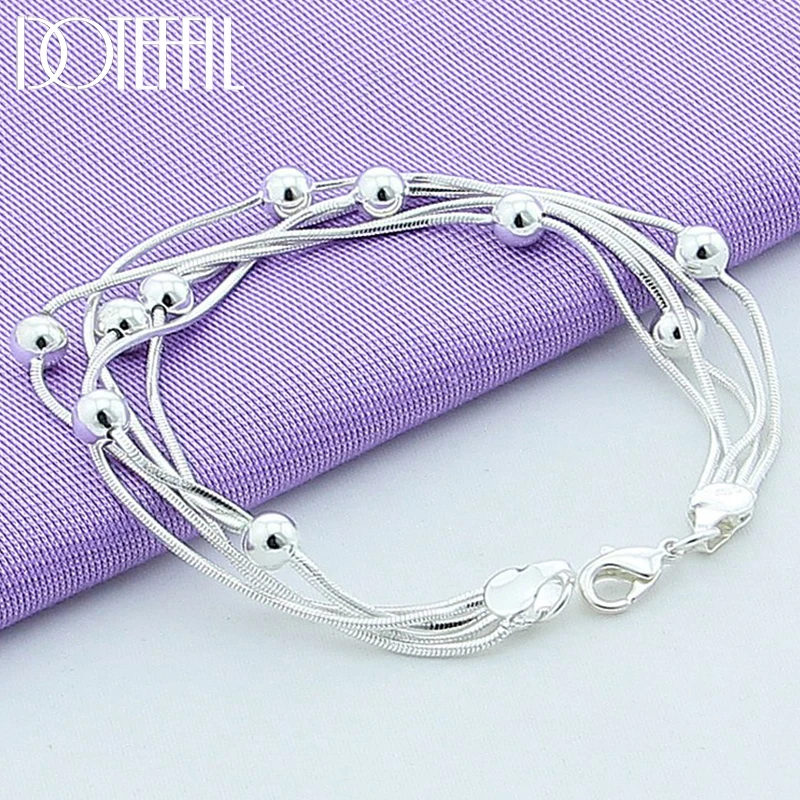 Doteffil 925 Sterling Silver Five Snake Reace Náramok Sladké korálky Strieborné náramky módne ženy Svadobné zásnubné šperky