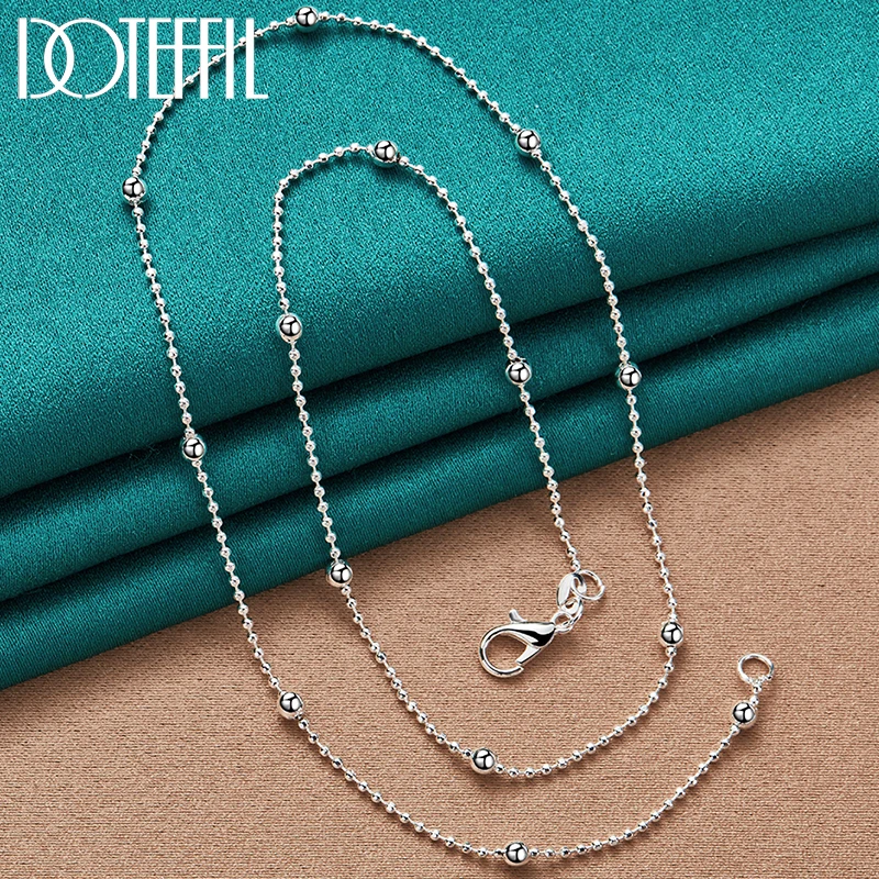 Doteffil 925 Sterling Silver Plné hladké korálky 16/18/22/22/22/22inch 4 mm reťazový náhrdelník pre ženy MODE