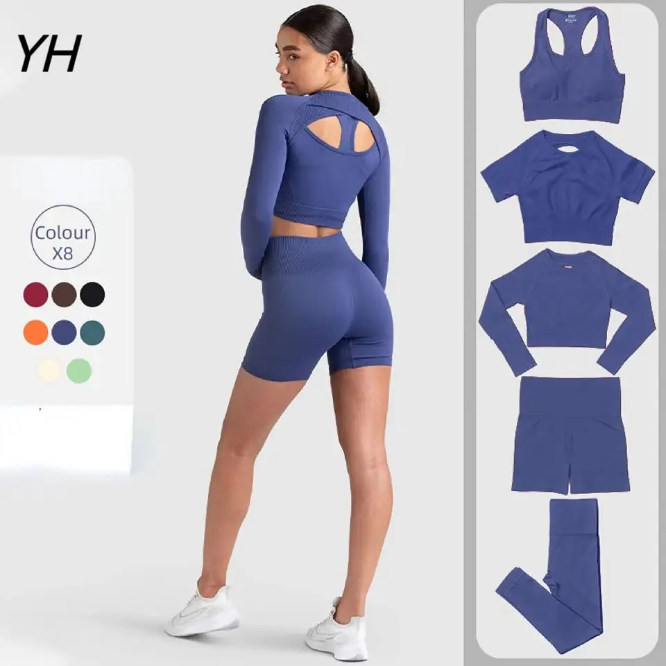 Doyoueven bezšvové ženy joga set workout Sportswear Gym oblečenie fitness s dlhým rukávom plodiny najvyšší pás s vysokým pásom športový oblek