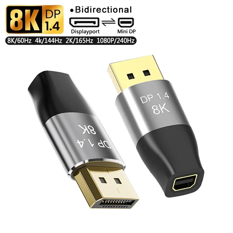 DP na mini DP adaptér 8K 60 Hz 4K 144Hz 2K 165Hz BI-RIRECT Mužský displeja