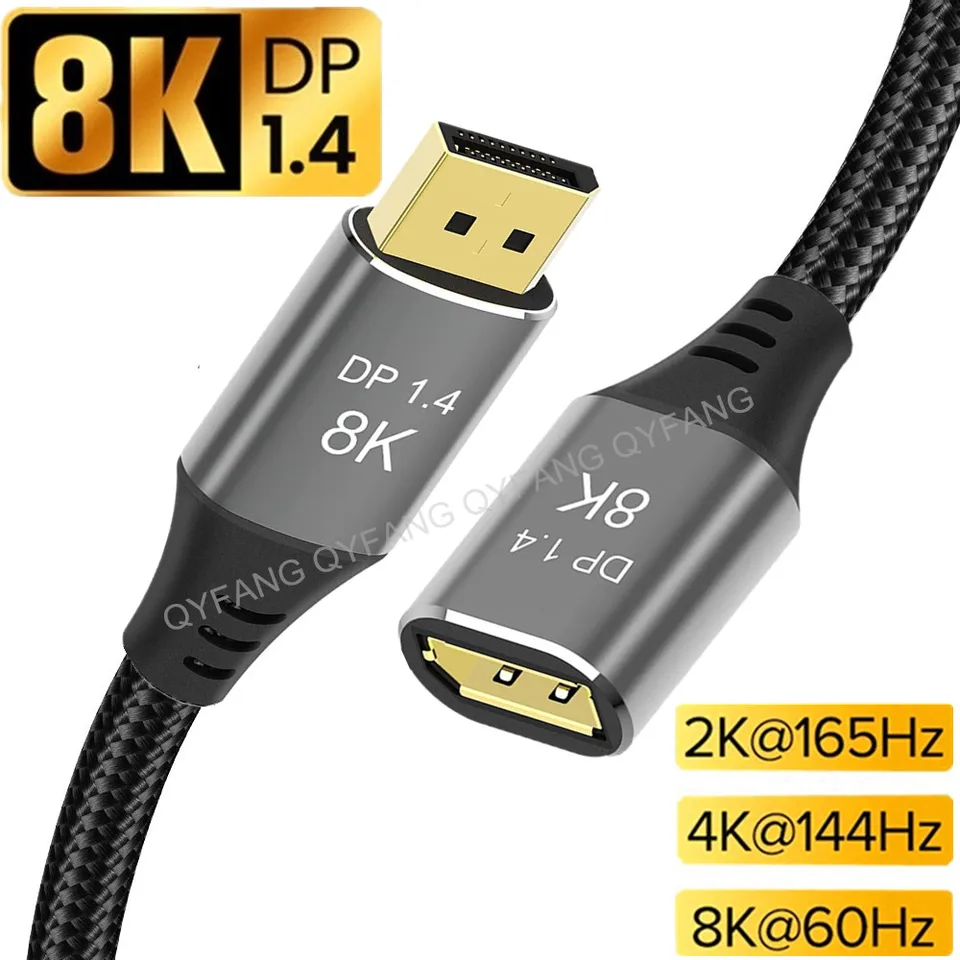 DP predlžovací kábel 8k zobrazovací port Rozšírte kábel DP 1.4 Muž na ženský kábel pre HDTV Nintend Switch Projector DP Splitter