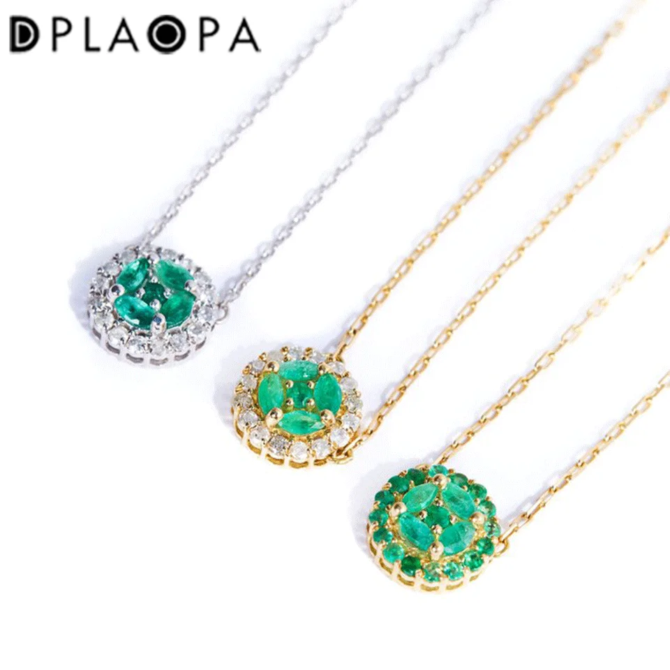 DPLAOPA 100% 925 Sterling Silver Green Emerald Prívesok zirkón CZ Dlhý náhrdelník Party lesklé 2022 Ženy svadobné šperky