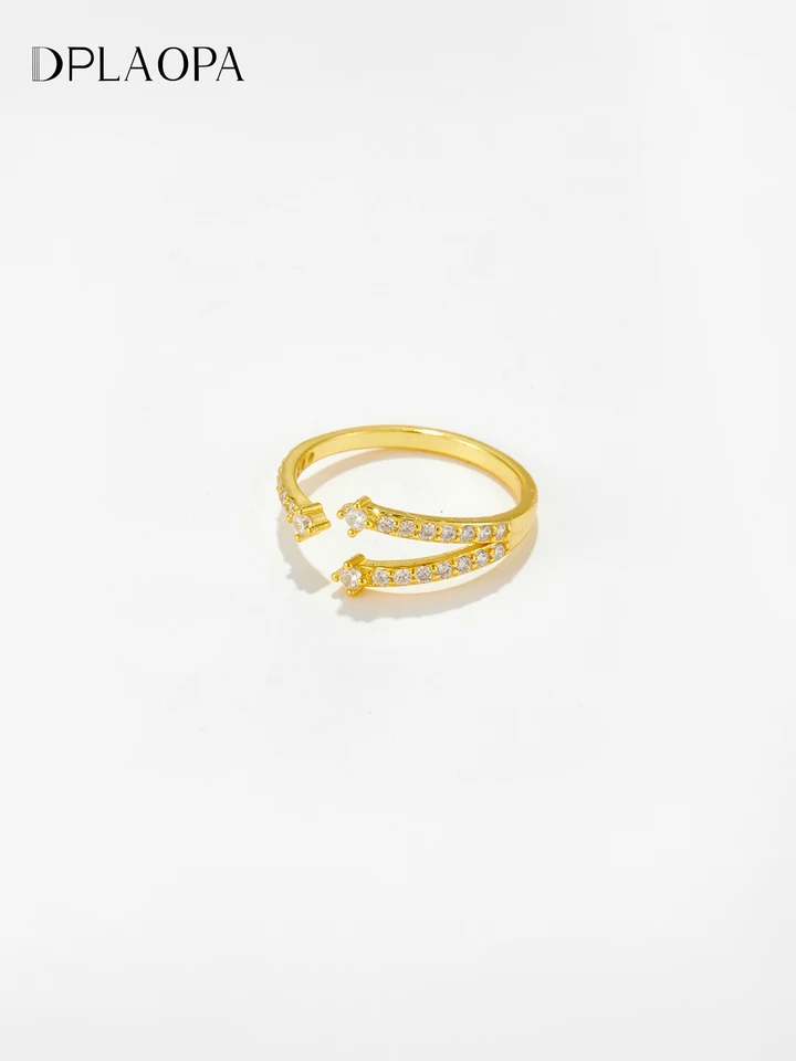 DPLAOPA 925 Sterling Silver Gold Open Zirkón CZ Rings Dámske rockové punk klasické jemné šperky darček 2022 svadobné šperky